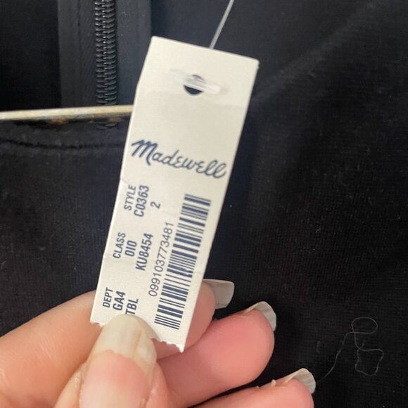 Madewell Abroad DRESS IN STRIPE-INSET TRUE BLACK Size 2 NWT - Picture 5 of 7